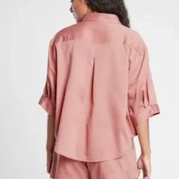 Athleta Cotton Dreams Sleep Oversized Top Medium mauve Pink Shirt Loungewear - Picture 2 of 7